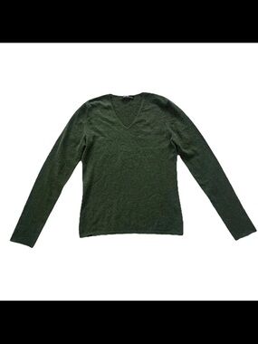 HAWICO Cashmere Of Scotland Womens Sweater 4 V-Neck Long Sleeve Green FLAW